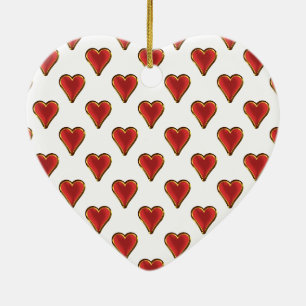 Funny Heart Pattern gold red + your backgr. & text Ceramic Tree Decoration