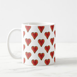 Funny Heart Pattern gold red + your backgr. & text Coffee Mug