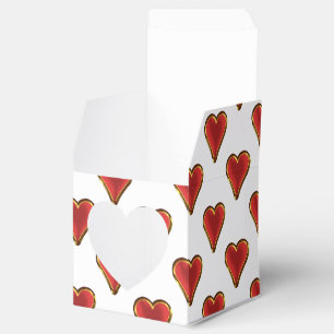 Funny Heart Pattern gold red + your backgr. & text Favour Box