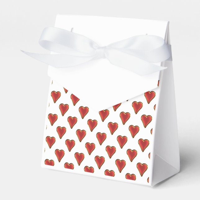 Funny Heart Pattern gold red + your backgr. & text Favour Box (Front Side)