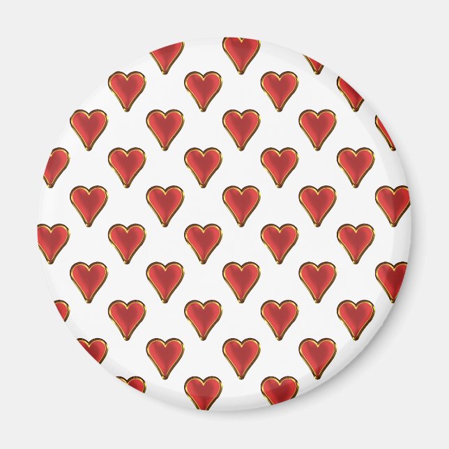 Funny Heart Pattern gold red + your backgr. & text Magnet (Front)