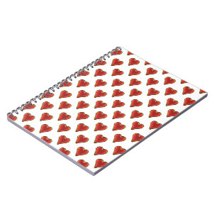 Funny Heart Pattern gold red + your backgr. & text Spiral Notebook