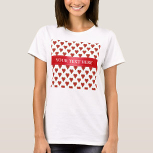 Funny Heart Pattern gold red + your backgr. & text T-Shirt