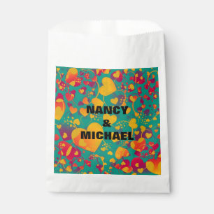 Funny Heart Pattern IX - green red yellow Favour Bags