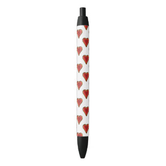 Funny Heart Pattern red gold + your background Black Ink Pen