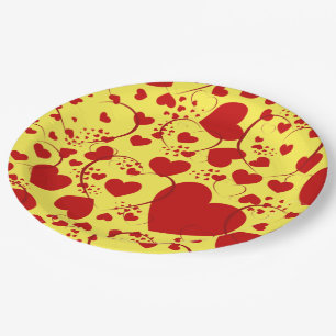 Funny Heart Pattern V + your background colour Paper Plate
