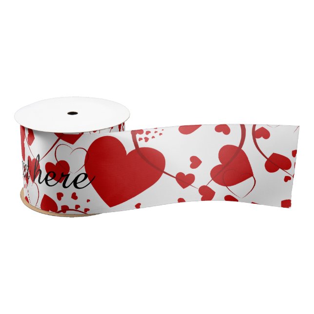 Funny Heart Pattern V + your background colour Satin Ribbon (Spool)