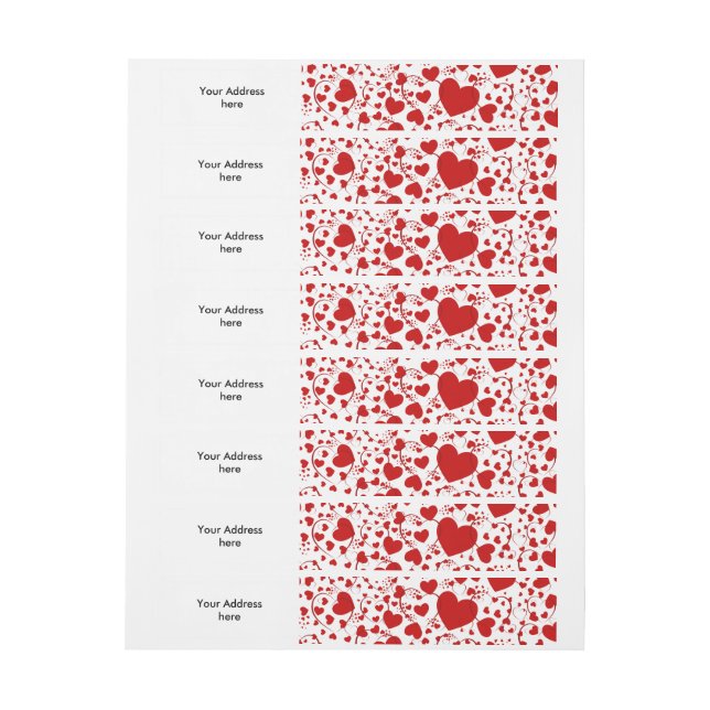 Funny Heart Pattern V + your background colour Wraparound Address Label (Sheet)