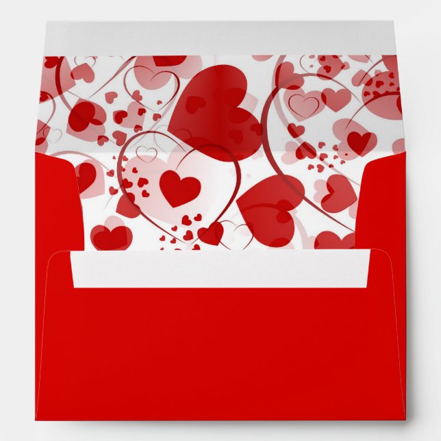 Funny Heart Pattern VII - red white + your idea Envelope (Back (Bottom))