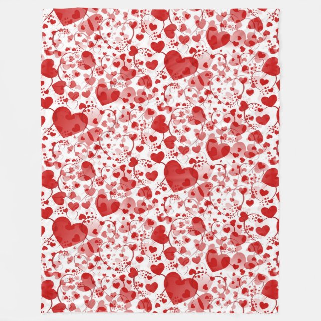 Funny Heart Pattern VII - red white + your idea Fleece Blanket (Front)