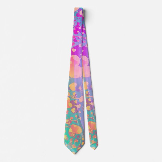 Funny Heart Pattern XI - pastel coloured + ideas Tie (Front)