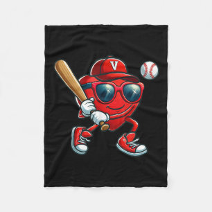 Funny Heart Playing Baseball Valentines Day Shirts Fleece Blanket