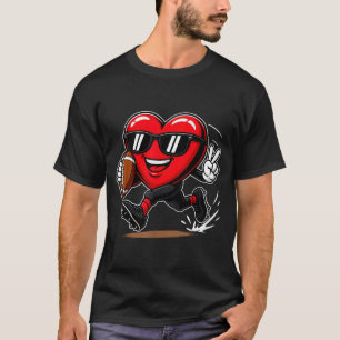 Funny Heart Playing Football Srts Lover Valentine T-Shirt