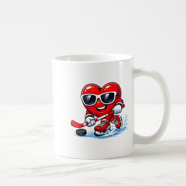 Funny Heart Playing Hockey Apparel  Coffee Mug (Right)