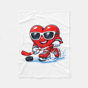 Funny Heart Playing Hockey Apparel  Fleece Blanket