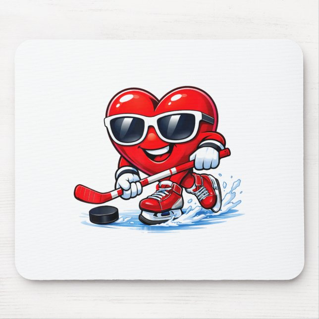 Funny Heart Playing Hockey Apparel  Mouse Pad (Front)