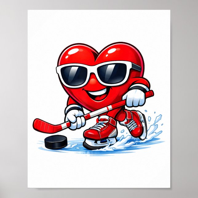 Funny Heart Playing Hockey Apparel  Poster (Front)