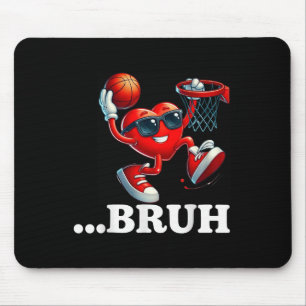 Funny Heart Playing Sketll Valentines Day Mens Boy Mouse Pad