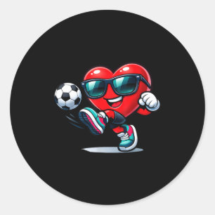 Funny Heart Playing Soccer Gifts Apparel Classic Round Sticker