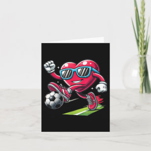 Funny Heart Playing Soccer Lovers Boys Kids Valent Card