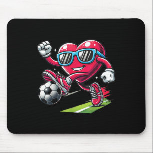 Funny Heart Playing Soccer Lovers Boys Kids Valent Mouse Pad
