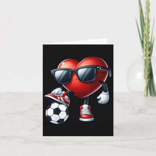 Funny Heart Playing Soccer Valentines Day Mens Boy Card