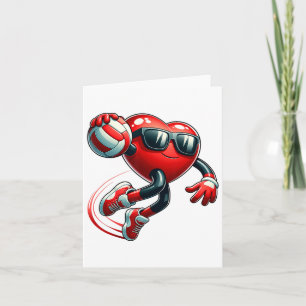 Funny Heart Playing Volleybyll Valentines Day Mens Card