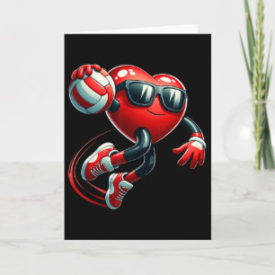 Funny Heart Playing Volleybyll Valentines Day Mens Card