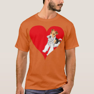 Funny Heart Shape Wire Fox Terrier Dog Valentine's T-Shirt