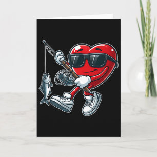 Funny Heart With Fishing Rod Valentines Day Toddle Card