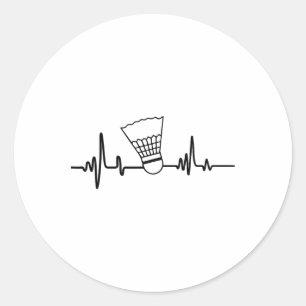 Funny Heartbeat Badminton Shuttle Sports  Classic Round Sticker