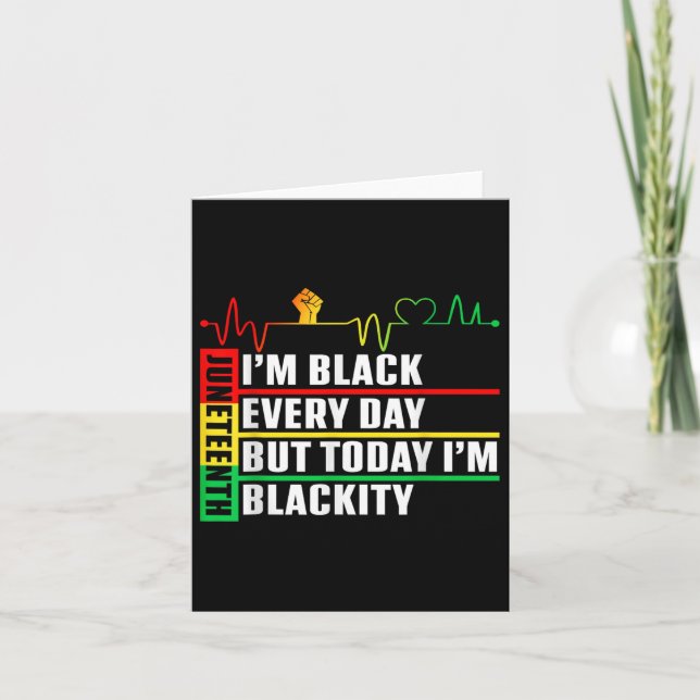 Funny Heartbeat Blackity Black Juneteenth Pride Me Card (Front)