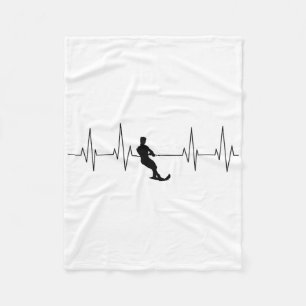 Funny Heartbeat Waterski Art Cool Water Skier Athl Fleece Blanket