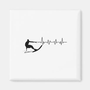 Funny Heartbeat Waterski Gift Cool Water Skier Ath Magnet
