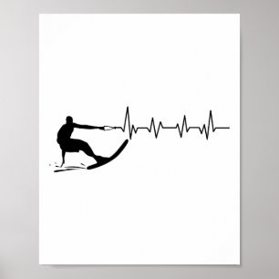 Funny Heartbeat Waterski Gift Cool Water Skier Ath Poster