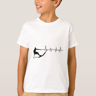 Funny Heartbeat Waterski Gift Cool Water Skier Ath T-Shirt