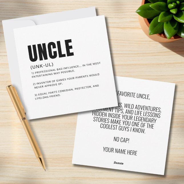 Funny Heartfelt Uncle Definition Greeting Holiday Card (Creator Uploaded)