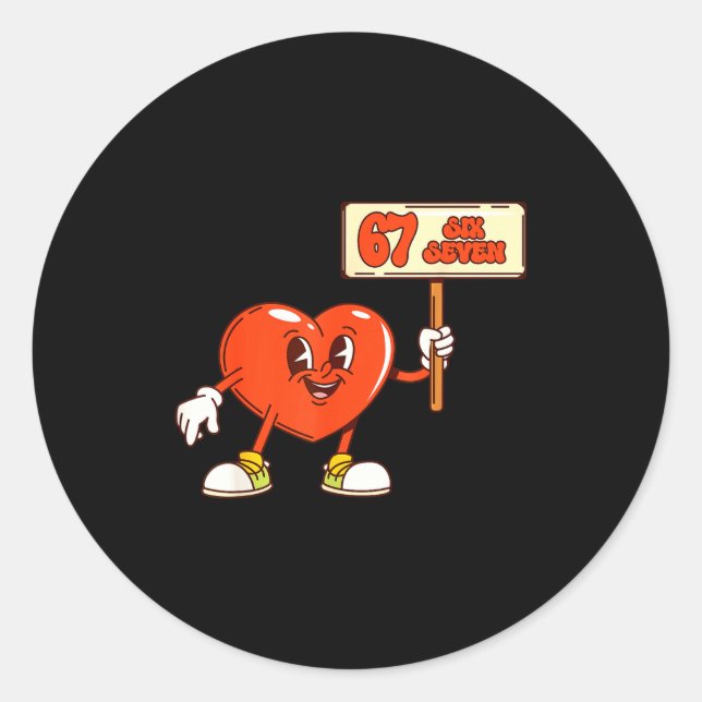 Funny Hearts 67 Valentine Six Seven Meme Gen Alpha Classic Round Sticker (Front)