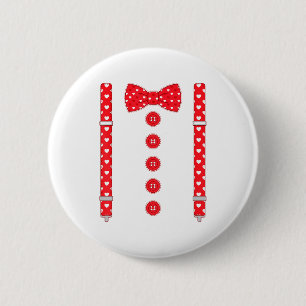 Funny Hearts Bow Tie Suspenders Valentine's Day Co 6 Cm Round Badge