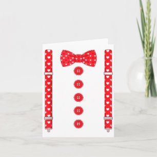 Funny Hearts Bow Tie Suspenders Valentine's Day Co Card