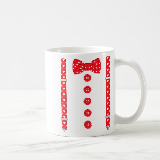 Funny Hearts Bow Tie Suspenders Valentine's Day Co Coffee Mug (Right)