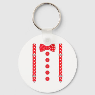 Funny Hearts Bow Tie Suspenders Valentine's Day Co Key Ring