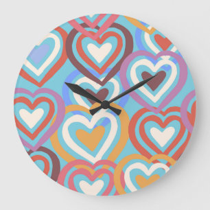 Funny Hearts: Seamless Texture Pattern. Large Clock
