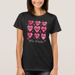 Funny Hearts Teach Love Inspire Pre-k Teacher Vale T-Shirt