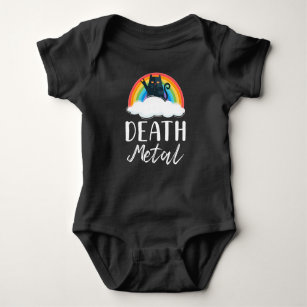 Funny Heavy Death Metal Cat Rainbow Rock Music Baby Bodysuit