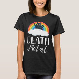 Funny Heavy Death Metal Cat Rainbow Rock Music T-Shirt