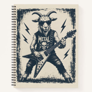 Funny Heavy Metal Goat Vintage Rock Illustration Notebook