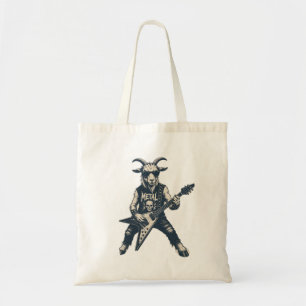 Funny Heavy Metal Goat Vintage Rock Illustration Tote Bag