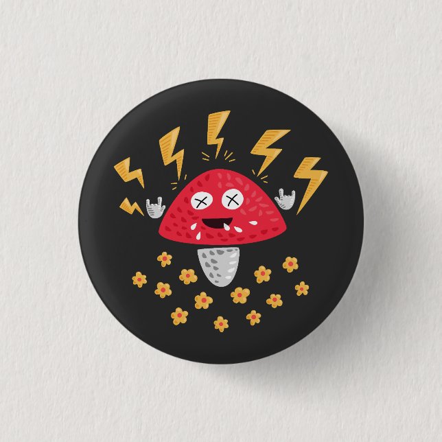 Funny Heavy Metal Mushroom 3 Cm Round Badge (Front)
