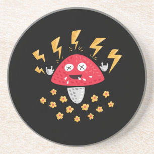 Funny Heavy Metal Mushroom Coaster